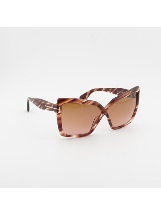 Tom Ford Fiore FT1195 54F Sunglasses Red Havana Cat Eye Frame, Brown Lenses